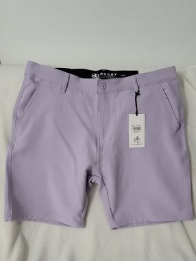 Rugby University Tech Shorts Purple 9" Inseam 2-Way Stretch Easy Care size 38
